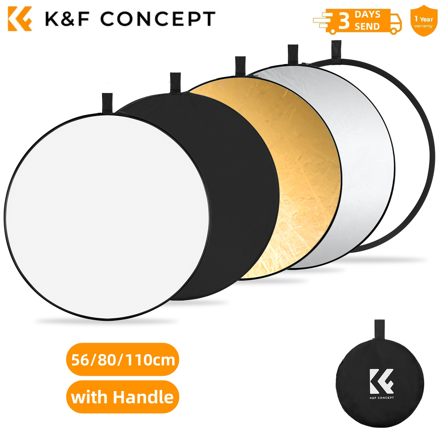 Photography Lighting Reflector - K&F CONCEPT لوحة عاكسة دائرية ناعمة