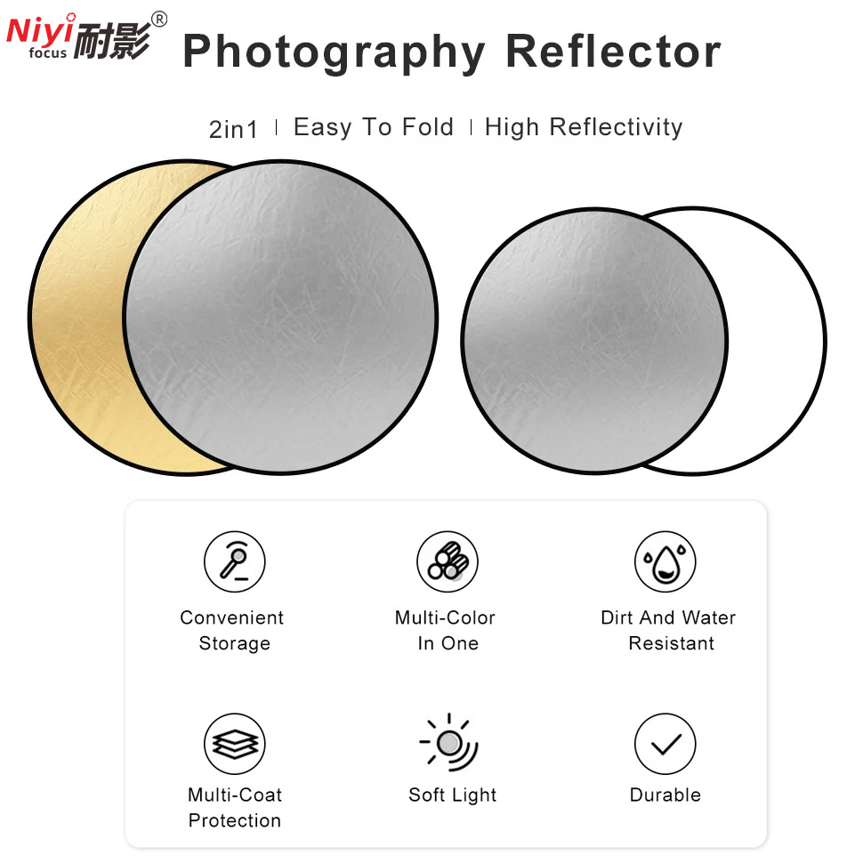 عاكس ضوئي دائري محمول 2 في 1 ب - مراجعة Photography Lighting Reflector وسعره